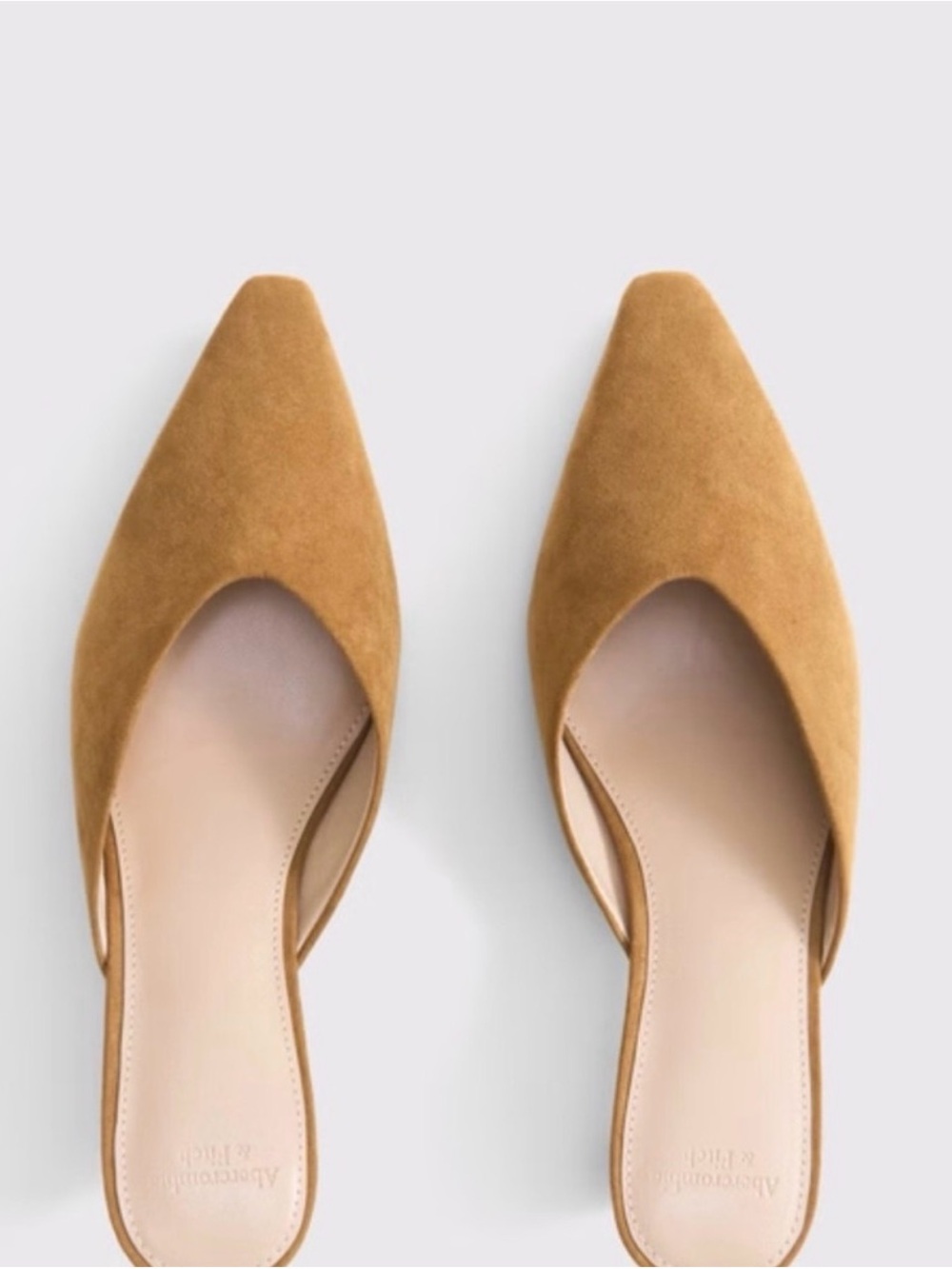 Abercrombie & Fitch Camel Suede Pointed-Toe Mules 8